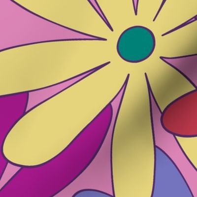Mod Daisy Floral - Retro Colors - JUMBO