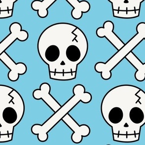 Skull and Crossbones on Blue