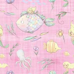 mermaid pink linen