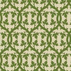 Renaissance vine interlace, green and ivory