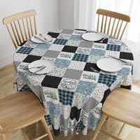 Mountain Mama//Blue - Wholecloth Cheater Quilt