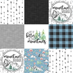 Mountain Mama//Blue - Wholecloth Cheater Quilt