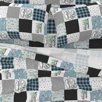 Mountain Mama//Blue - Wholecloth Cheater Quilt - Rotated