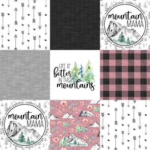 Mountain Mama//Pink - Wholecloth Cheater Quilt