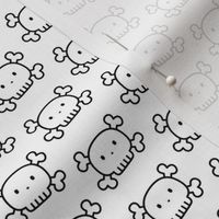 cute skulls black and white coloring - small - halloween