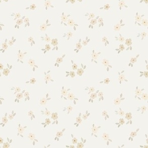 beige watercolor florals - small- cream