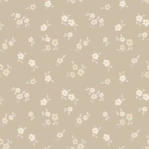 beige watercolor florals - small - greige