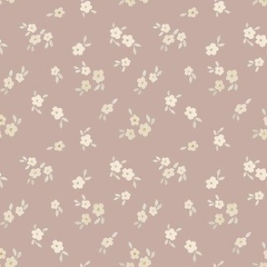 beige watercolor florals - small- dusty mauve