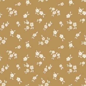 beige watercolor florals - small - ochre