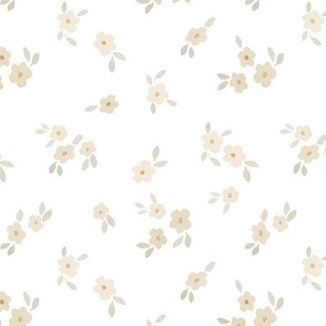 beige watercolor florals - medium - white