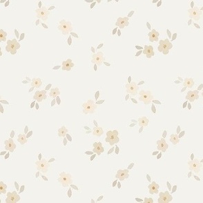 beige watercolor florals - medium- cream