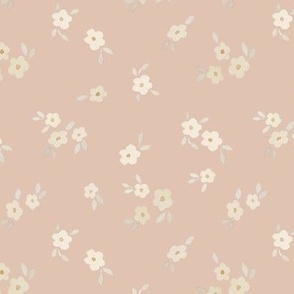 beige watercolor florals - medium - dusty pink