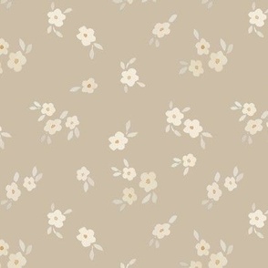 beige watercolor florals - medium - greige