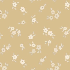 beige watercolor florals - medium- straw