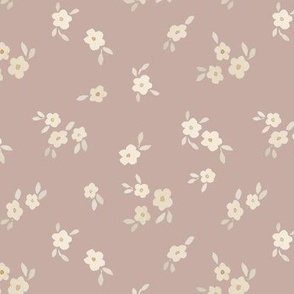 beige watercolor florals - medium - dusty mauve