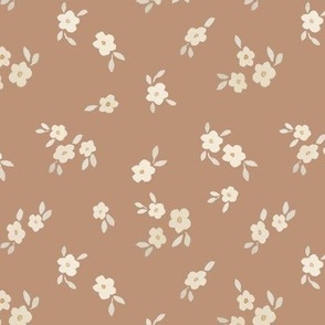 beige watercolor florals - medium - clay