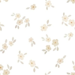 beige watercolor florals - large - white