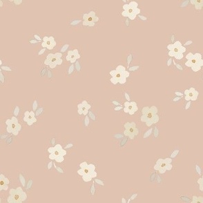 beige watercolor florals - large - dusty pink