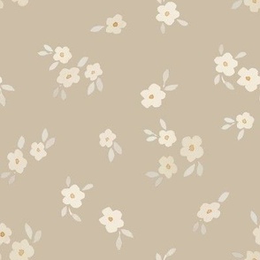 beige watercolor florals - large - greige