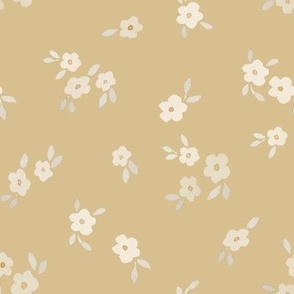 beige watercolor florals - large -  straw