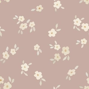 beige watercolor florals - large - dusty mauve