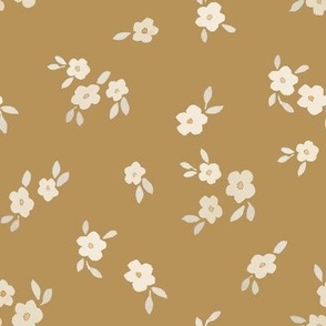 beige watercolor florals - large - ochre