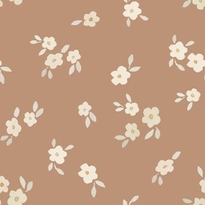 beige watercolor florals - large - clay