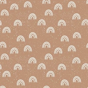 speckled fabric with rainbows - clay - medium
