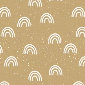speckled fabric with rainbows - honey - large