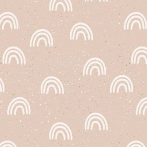 speckled fabric with rainbows - light pink - large