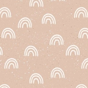 speckled fabric with rainbows - dusty pink - large