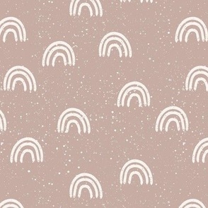 speckled fabric with rainbows - dusty mauve - large