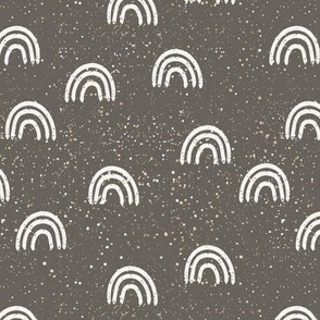 speckled fabric with rainbows - dark gray - large
