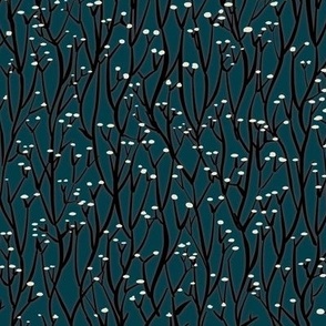 Delicate branches black on teal