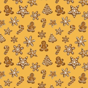 Christmas sugar cookies on yellow _gingerbread man cookies _ medium size