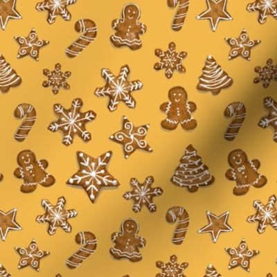 Christmas cute  gingerbread sugar cookies - bright yellow _small scale