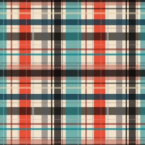 plaid - bright red and teal