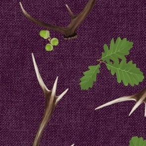 Oak and Antlers on dark pink (large)