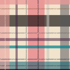large scale plaid - pink and teal