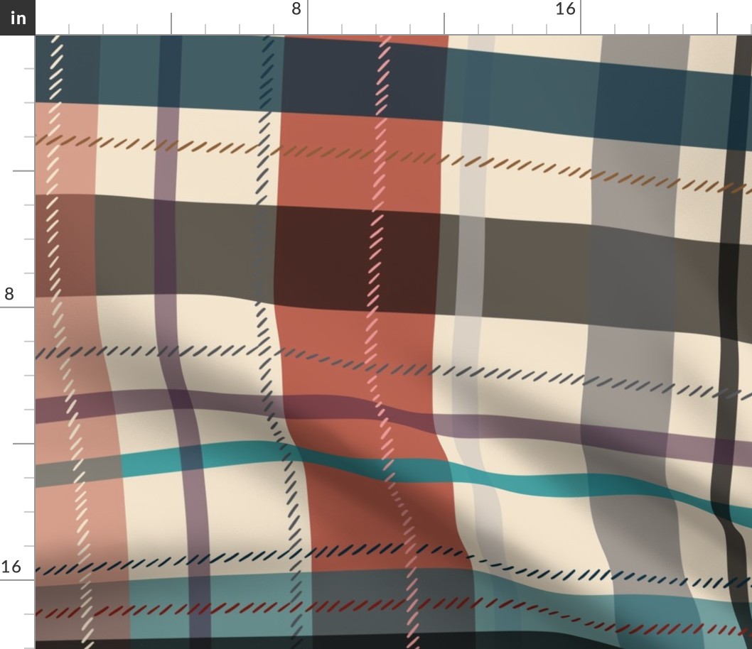 large scale plaid - red and teal