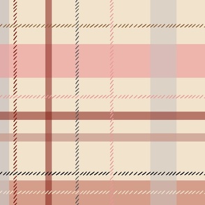 large scale plaid - pink and cream