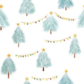 Snowy Christmas Trees 8x8