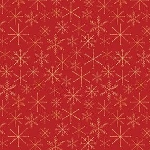 Gold Snowflakes On Christmas Red 4x4