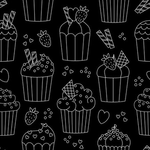 Cupcakes on black background 