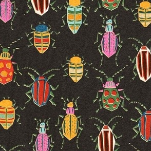 colourful retro bug collection - dark / large scale