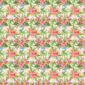 Hawaiian Flowers On Peach Small