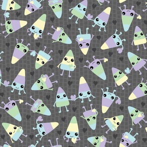 Pastel Candy Corn Cutesie Characters // Blue, Green, Lavender