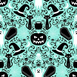 Halloween Damask (Mint) 