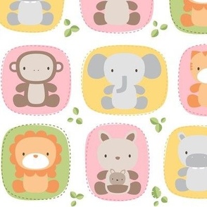 animal babies pinks - jungle baby lions tigers monkeys elephants giraffes kangaroos hippos koalas - nursery decor pattern boys girls