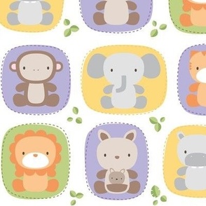 animal babies purples - jungle baby lions tigers monkeys elephants giraffes kangaroos hippos koalas - nursery decor pattern boys girls